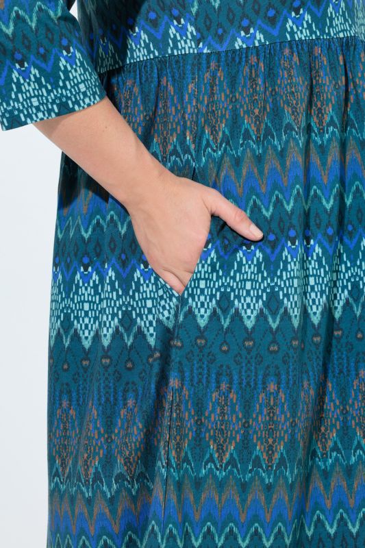 Ikat-Inspired Empire Knit A-Line Pocket Dress