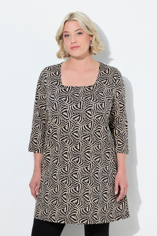 Geometric Print Empire Knit A-Line Tunic