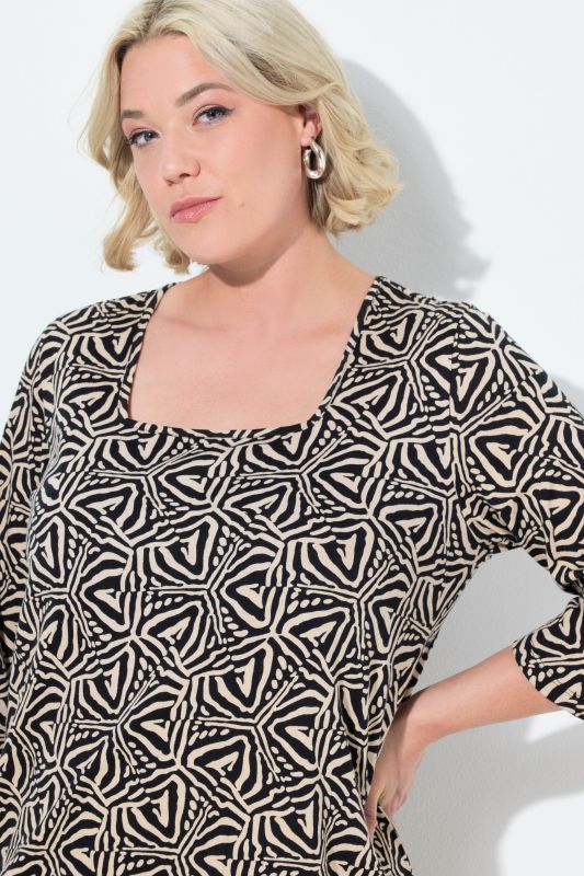 Geometric Print Empire Knit A-Line Tunic