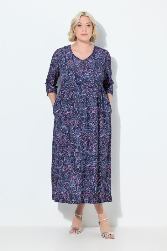 Matte Jersey Paisley Empire A-Line Pocket Dress