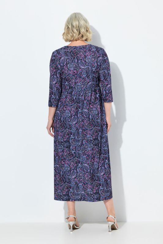 Matte Jersey Paisley Empire A-Line Pocket Dress