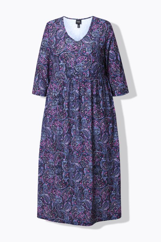 Matte Jersey Paisley Empire A-Line Pocket Dress
