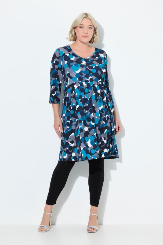 Matte Jersey Polka Dot Empire Waist Pocket Tunic Dress