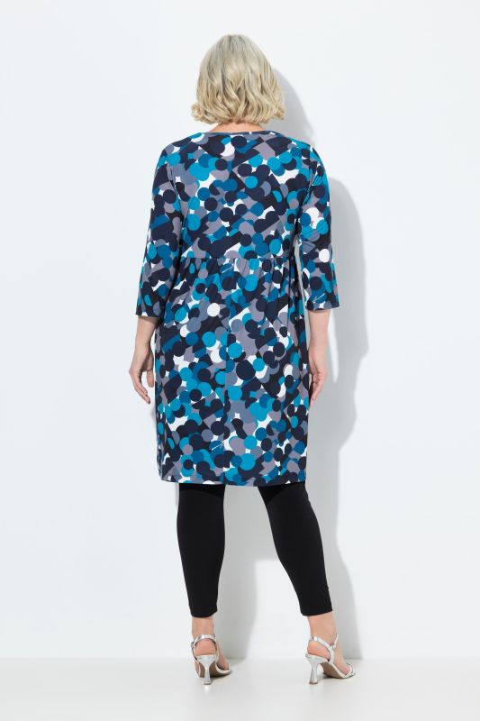 Matte Jersey Polka Dot Empire Waist Pocket Tunic Dress