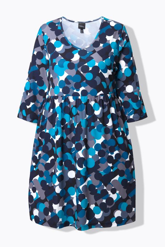 Matte Jersey Polka Dot Empire Waist Pocket Tunic Dress