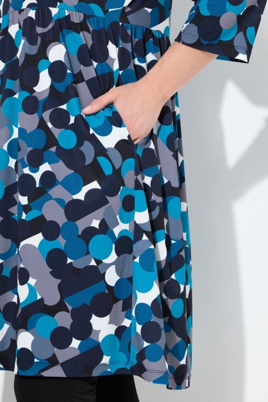 Matte Jersey Polka Dot Empire Waist Pocket Tunic Dress