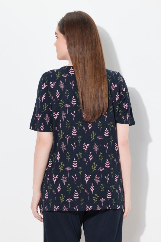 Eco Cotton Flower Print Short Sleeve Pajama Top