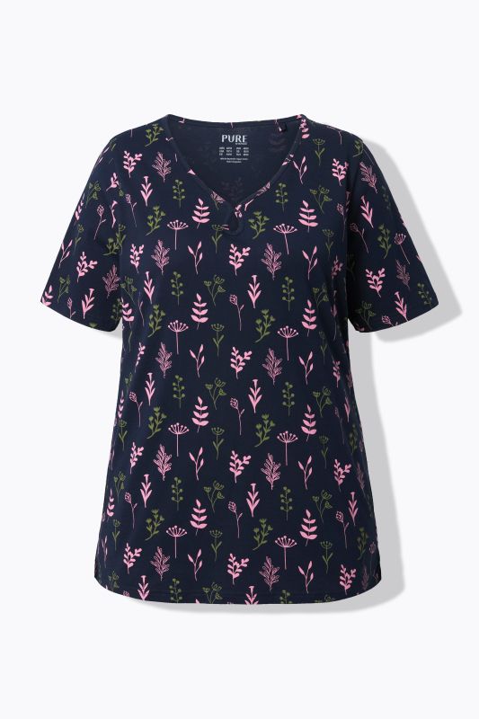 Eco Cotton Flower Print Short Sleeve Pajama Top