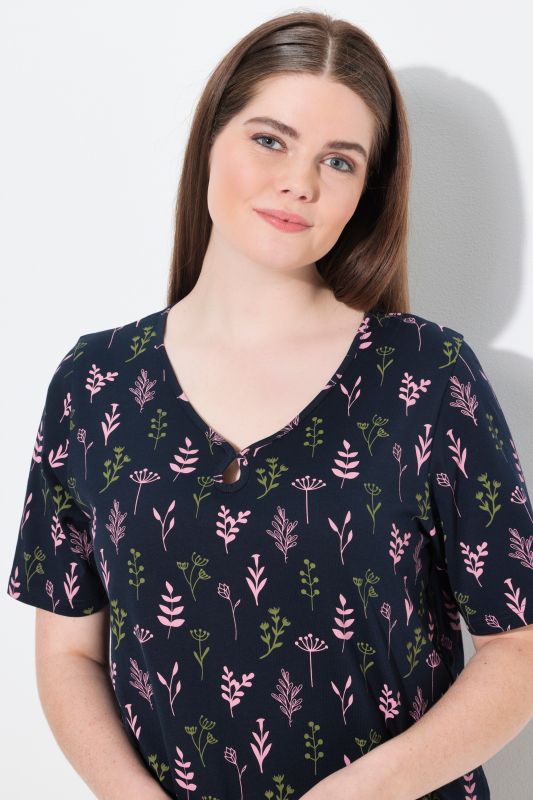 Eco Cotton Flower Print Short Sleeve Pajama Top