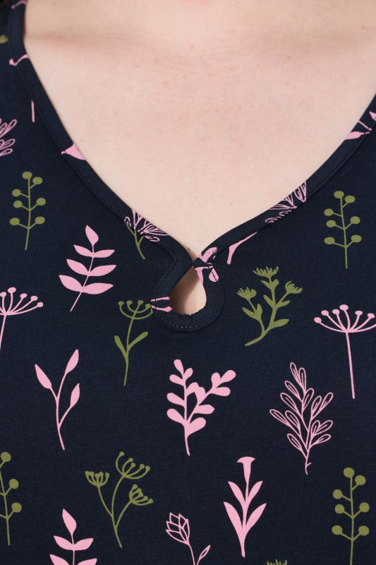 Eco Cotton Flower Print Short Sleeve Pajama Top
