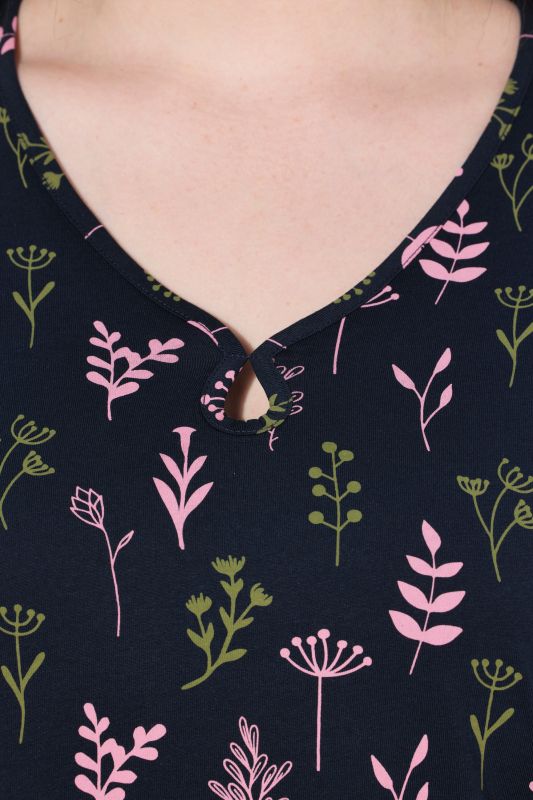 Eco Cotton Flower Print Short Sleeve Nightgown