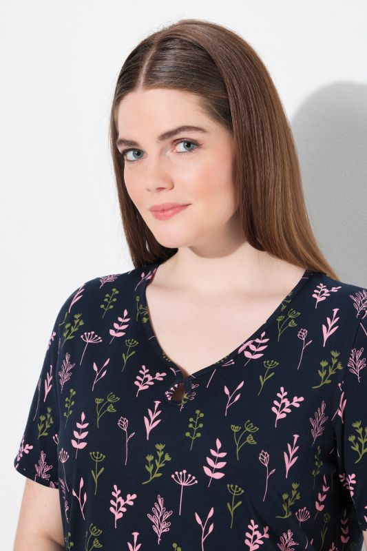 Eco Cotton Flower Print Short Sleeve Nightgown