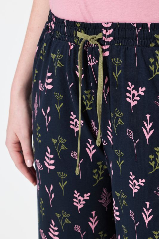 Eco Cotton Flower Print Cropped Pajama Pants