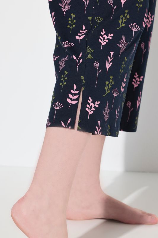 Eco Cotton Flower Print Cropped Pajama Pants