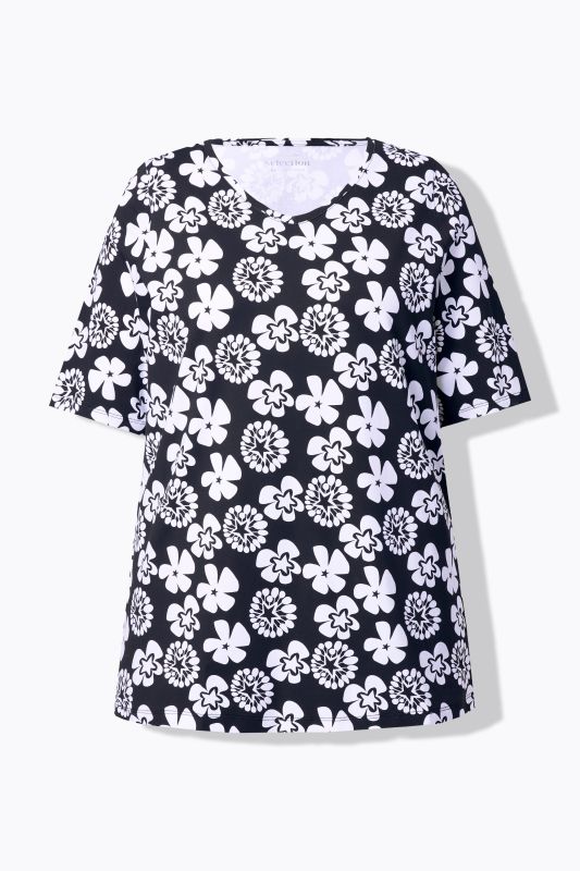 Flower Print Short Sleeve Blouse
