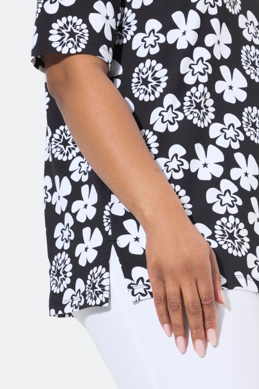 Flower Print Short Sleeve Blouse