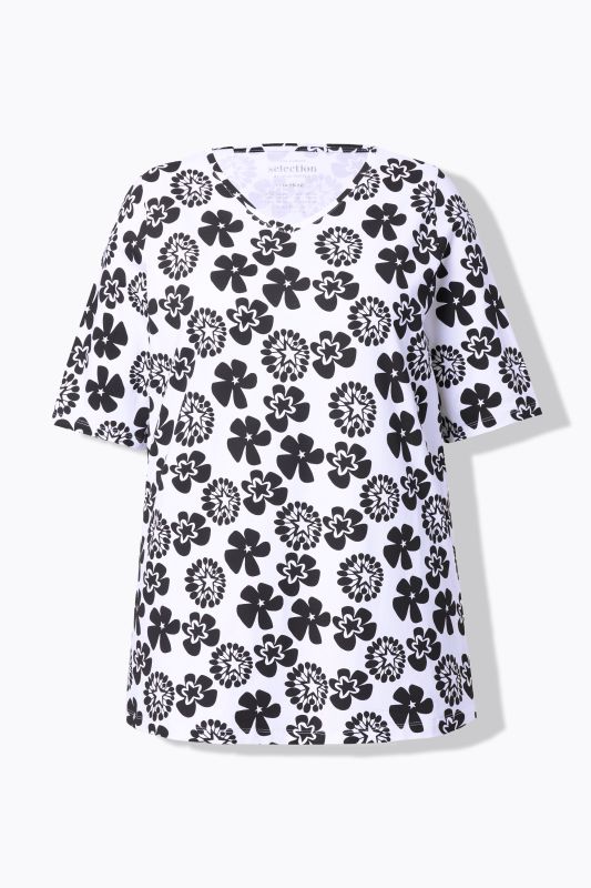 Flower Print Short Sleeve Blouse