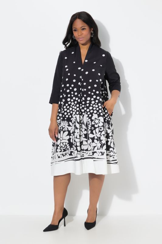 Flower Print 3/4 Sleeve Dress