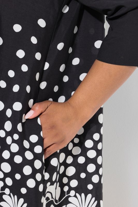 Flower Print 3/4 Sleeve Dress
