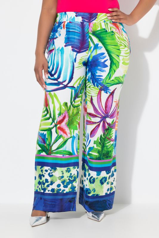 Floral Print Elastic Waist Satin Pants
