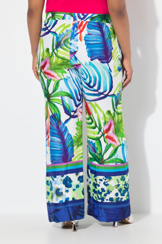 Floral Print Elastic Waist Satin Pants