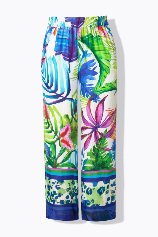 Floral Print Elastic Waist Satin Pants