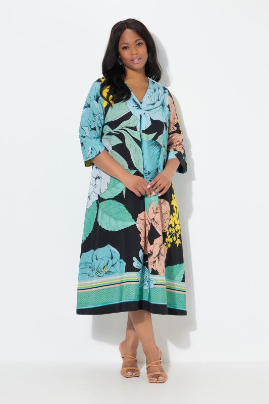 Pastel Floral 3/4 Sleeve Dress