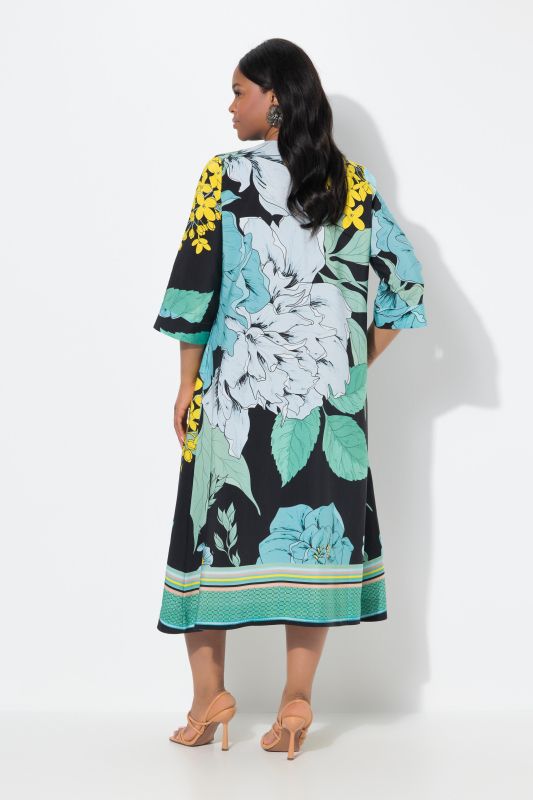 Pastel Floral 3/4 Sleeve Dress