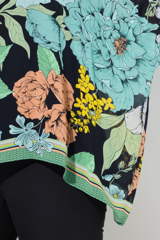 Layered Short Sleeve Floral Chiffon Blouse