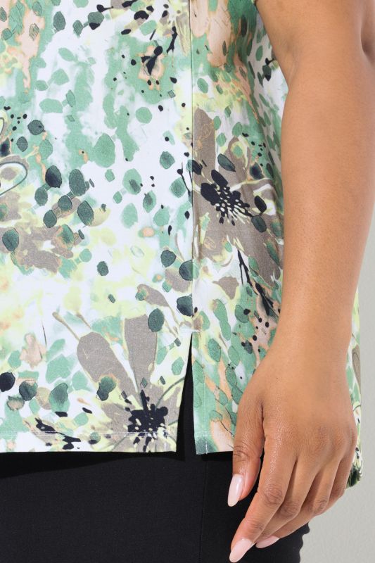 Watercolor Rhinestone Short Sleeve Blouse