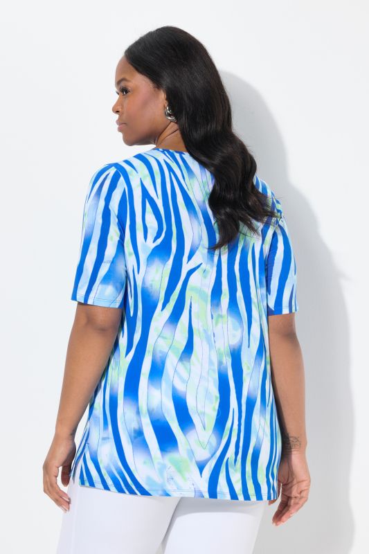 Colorful Zebra Print Short Sleeve Blouse