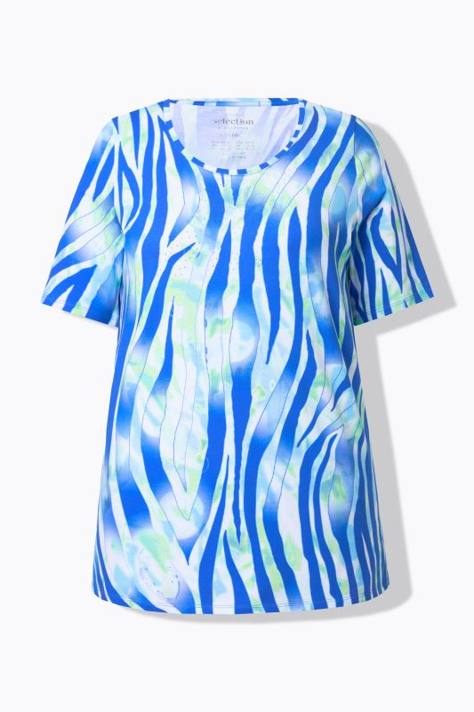 Colorful Zebra Print Short Sleeve Blouse