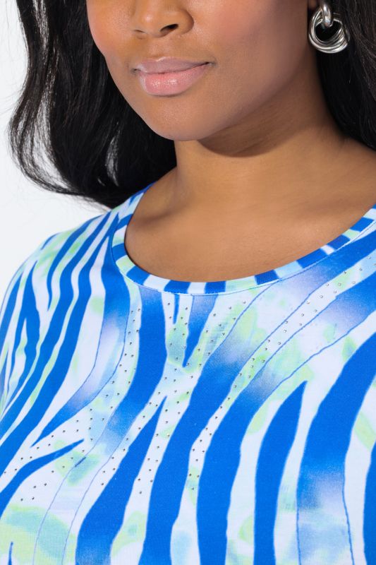 Colorful Zebra Print Short Sleeve Blouse