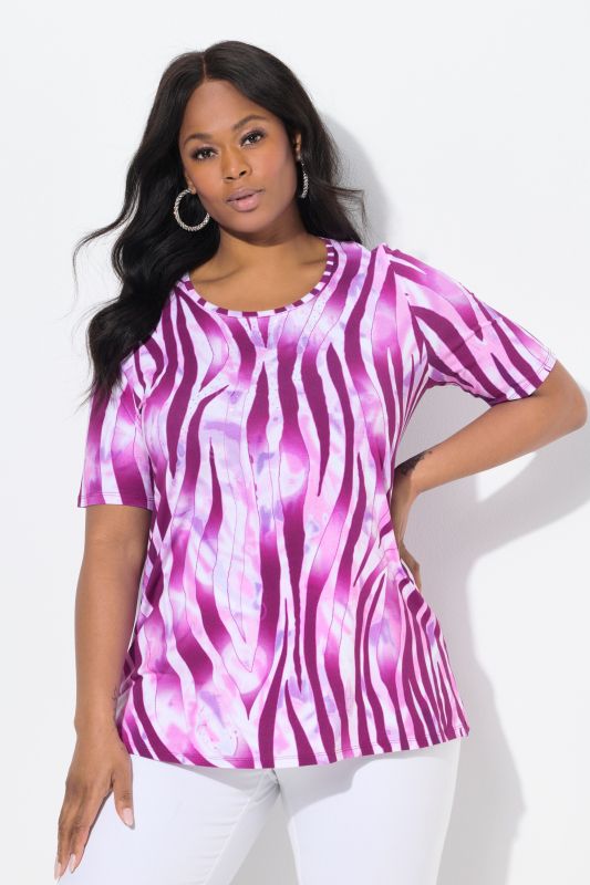 Colorful Zebra Print Short Sleeve Blouse