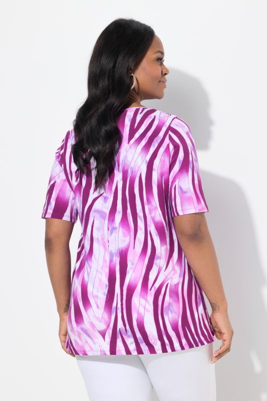 Colorful Zebra Print Short Sleeve Blouse