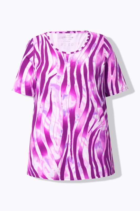 Colorful Zebra Print Short Sleeve Blouse