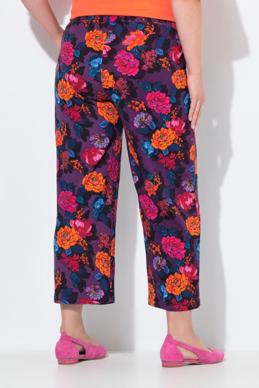 Vibrant Floral Knit Elastic Waist Pants