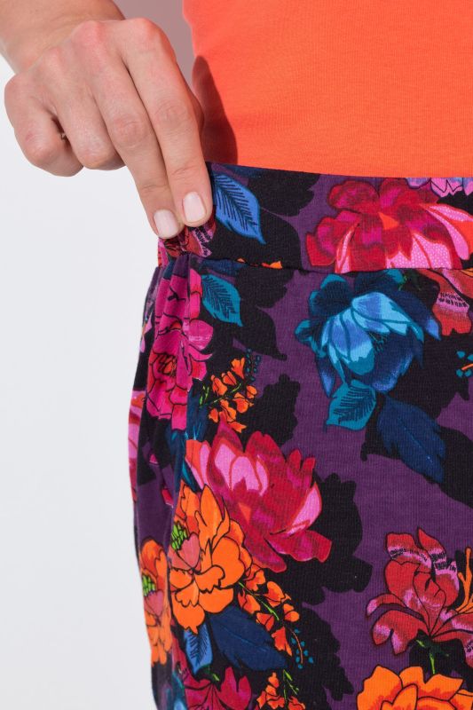 Vibrant Floral Knit Elastic Waist Pants
