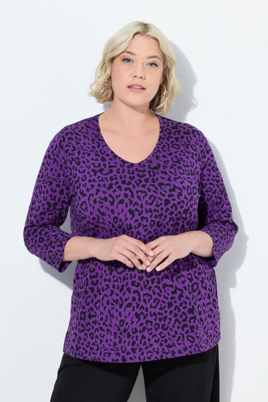 Colorful Leopard Print 3/4 Sleeve Tee