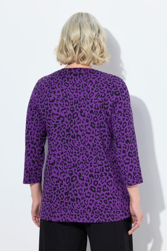 Colorful Leopard Print 3/4 Sleeve Tee