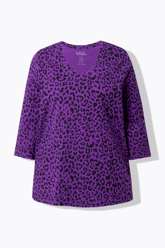 Colorful Leopard Print 3/4 Sleeve Tee