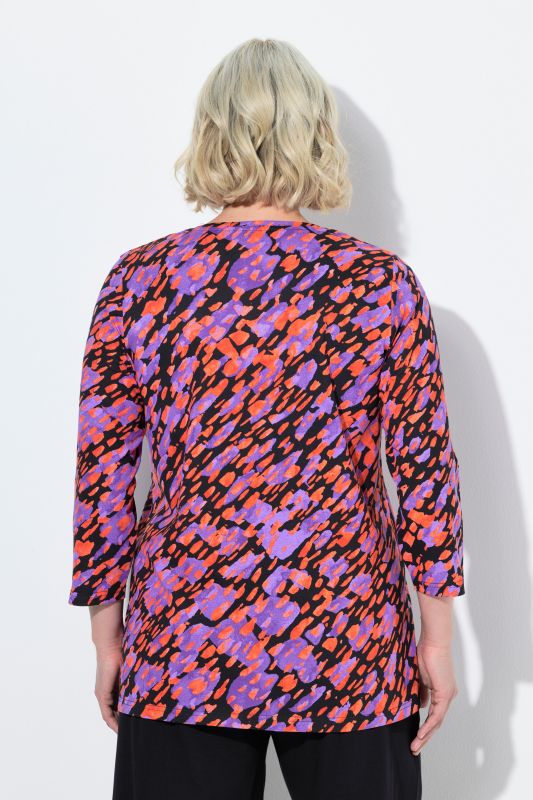 Abstract Print 3/4 Sleeve Tee