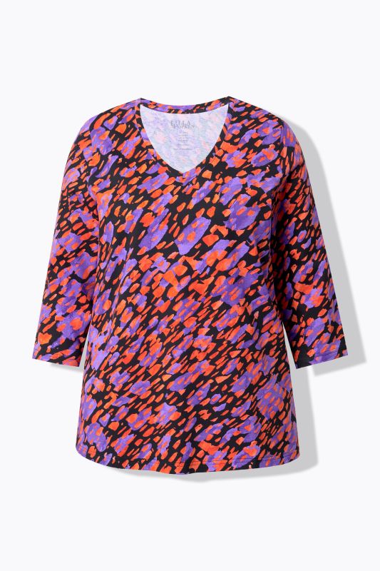 Abstract Print 3/4 Sleeve Tee