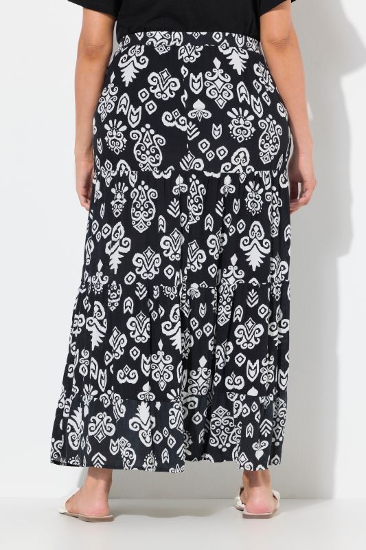 Boho Print Tiered Flounce Panel Skirt