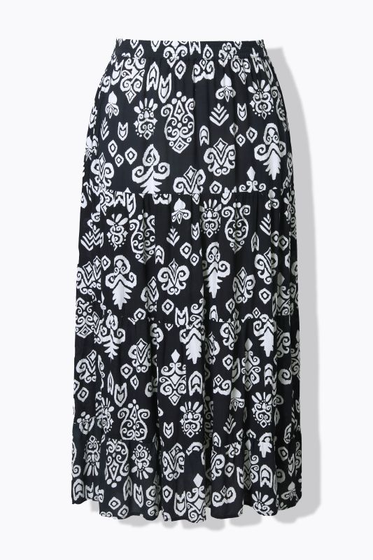 Boho Print Tiered Flounce Panel Skirt