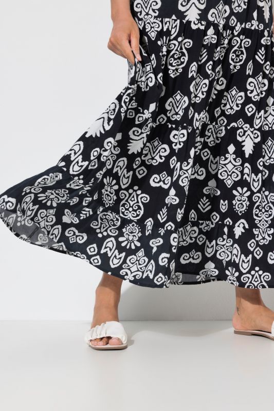Boho Print Tiered Flounce Panel Skirt