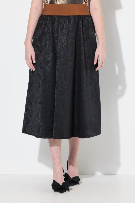 Jacquard Elastic Waist Skirt