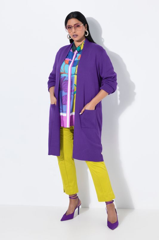 Long Pocket Open Front Cardigan Sweater
