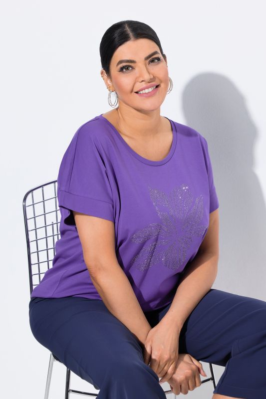 Rhinestone Flower Short Sleeve Tee