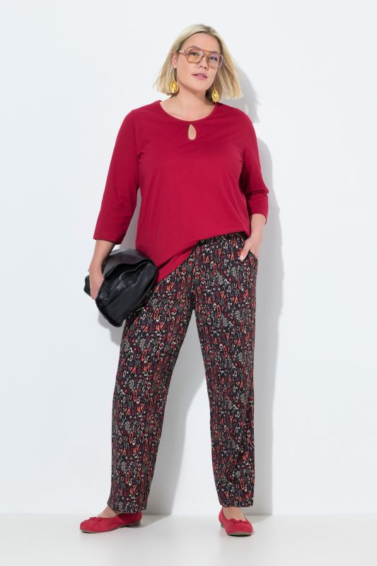 Mixed Flower Print Elastic Waist Jersey Pants